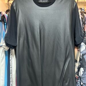 Neil Barrett Black Leather Short Sleeve Tee - S